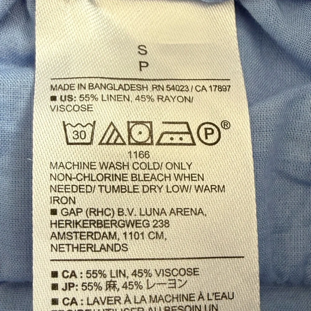 Banana Republic Blue High Rise Wide Leg Linen Blend Pull On Stretch Waist Pants